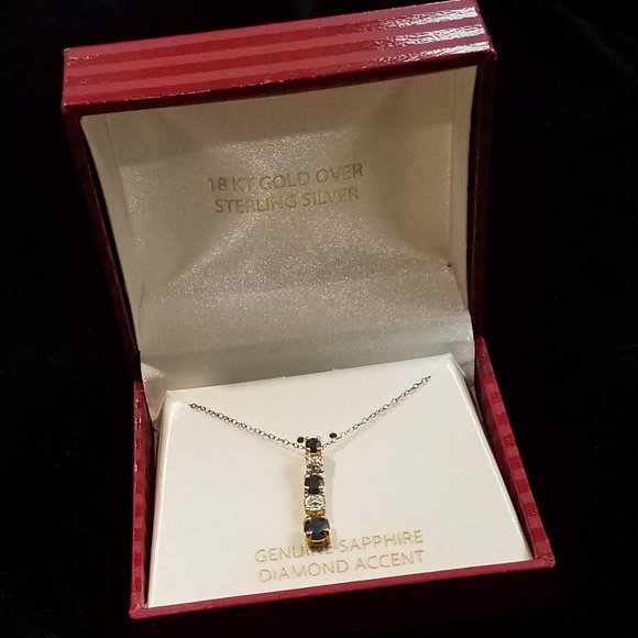 New in Box Sapphire and Diamond Accent Necklace - Picture 4 of 4